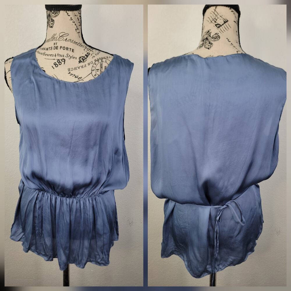 Theory Babydoll Silk Cami Tank Sz Medium Basic Shell Gray Blue Office Siren